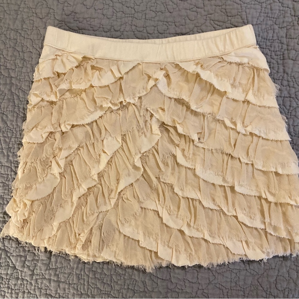 Crewcuts J Crew Ivory Raw Edge Layered Ruffle Girls Boho Skirt